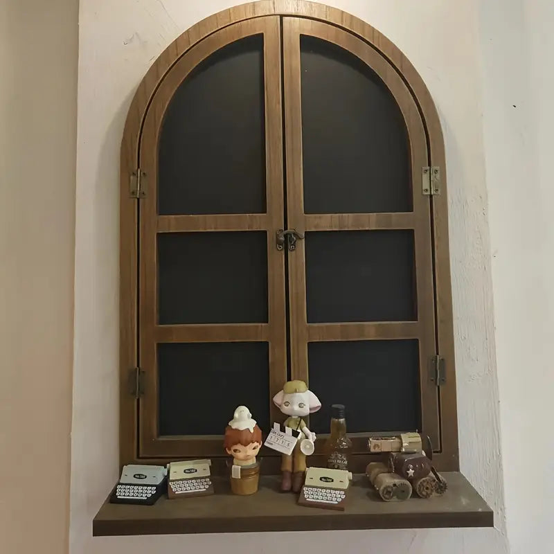 Window-Inspired Solid Wood Wall-Mounted Shelf – Multifunctional Blackboard, Ideal for Home Decor