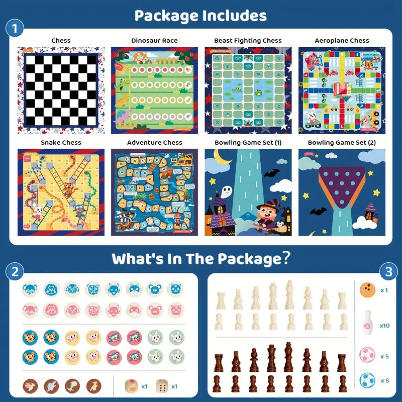 8 In 1 Wooden Board Game Set