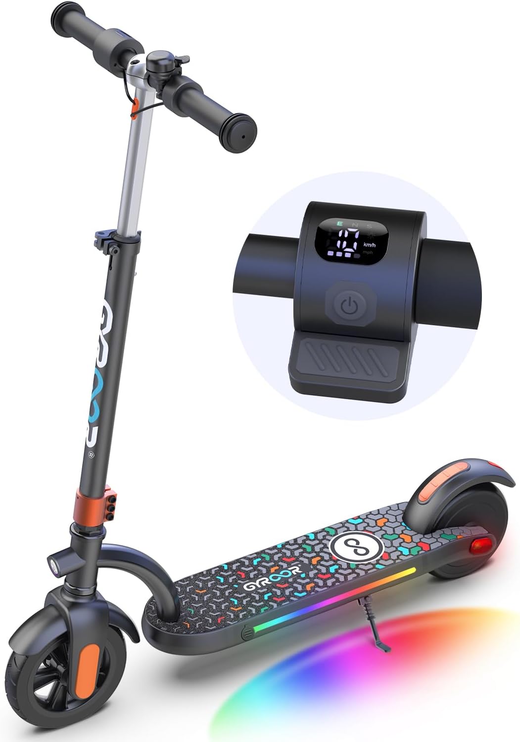 Kids Electric Scooter: 180W Motor, 10 MPH with LED Display, Adjustable Height