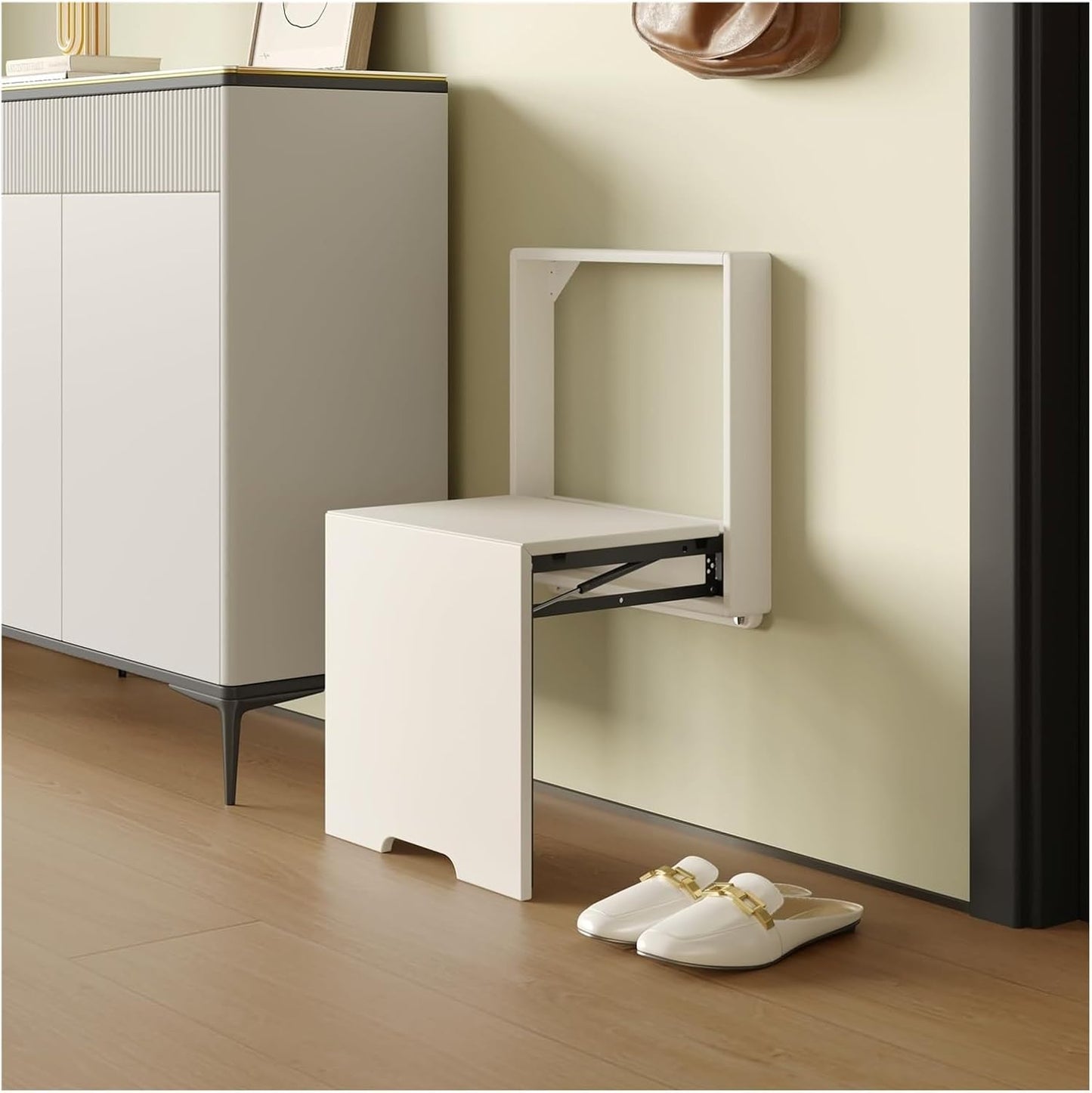 Wall-Mounted Folding Seat - Entryway Shoe Changing Stool