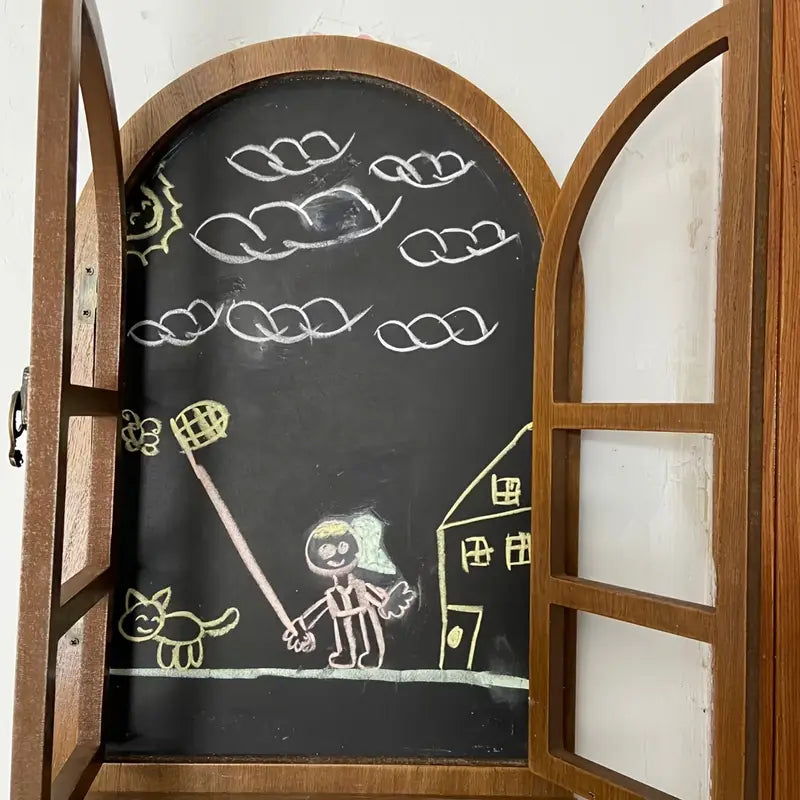 Window-Inspired Solid Wood Wall-Mounted Shelf – Multifunctional Blackboard, Ideal for Home Decor