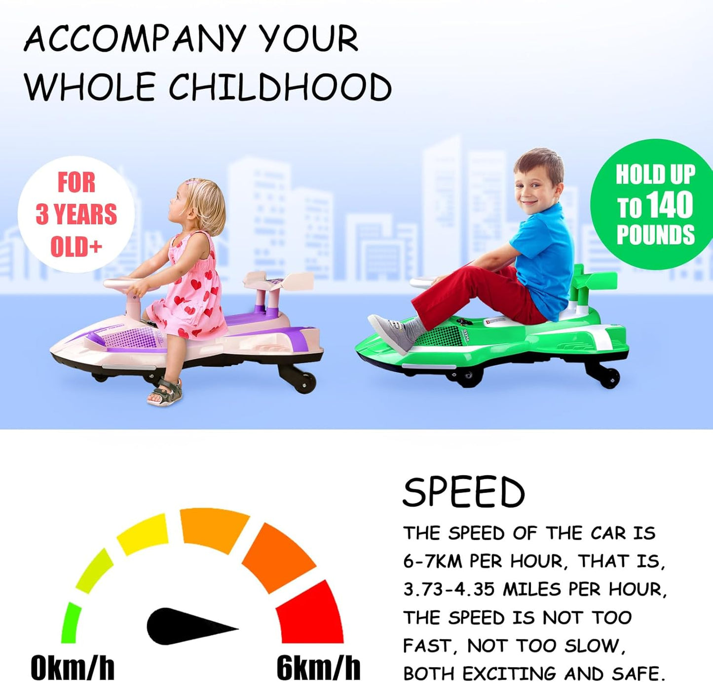 12V Electric Wiggle Car with Jet Effect