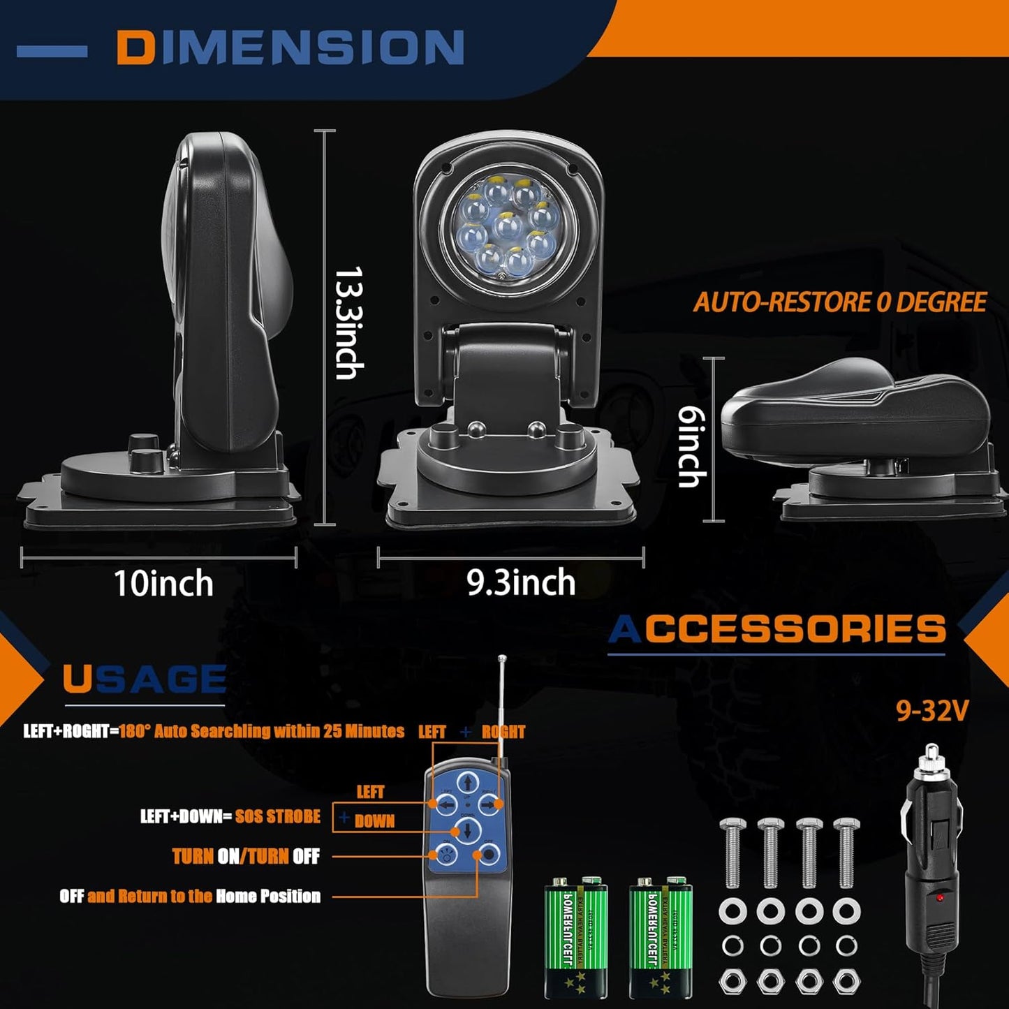Remote LED Spot Lights for Vehicles