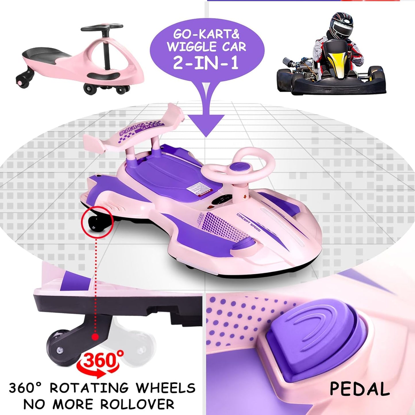 12V Electric Wiggle Car with Jet Effect