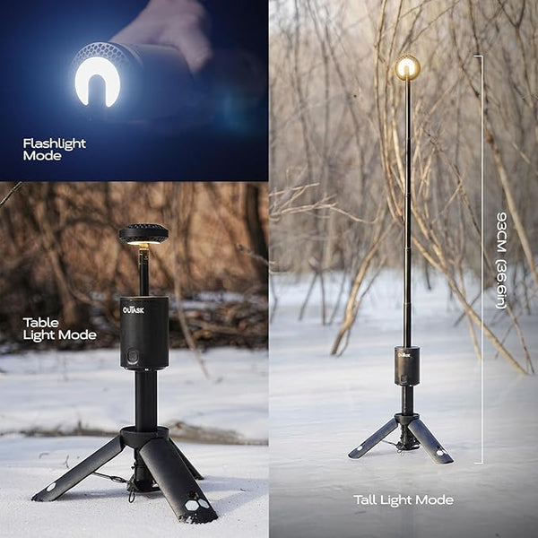 Telescopic Camping Lantern with Collapsible Magnetic Tripod Base & IPX7 Waterproof Design