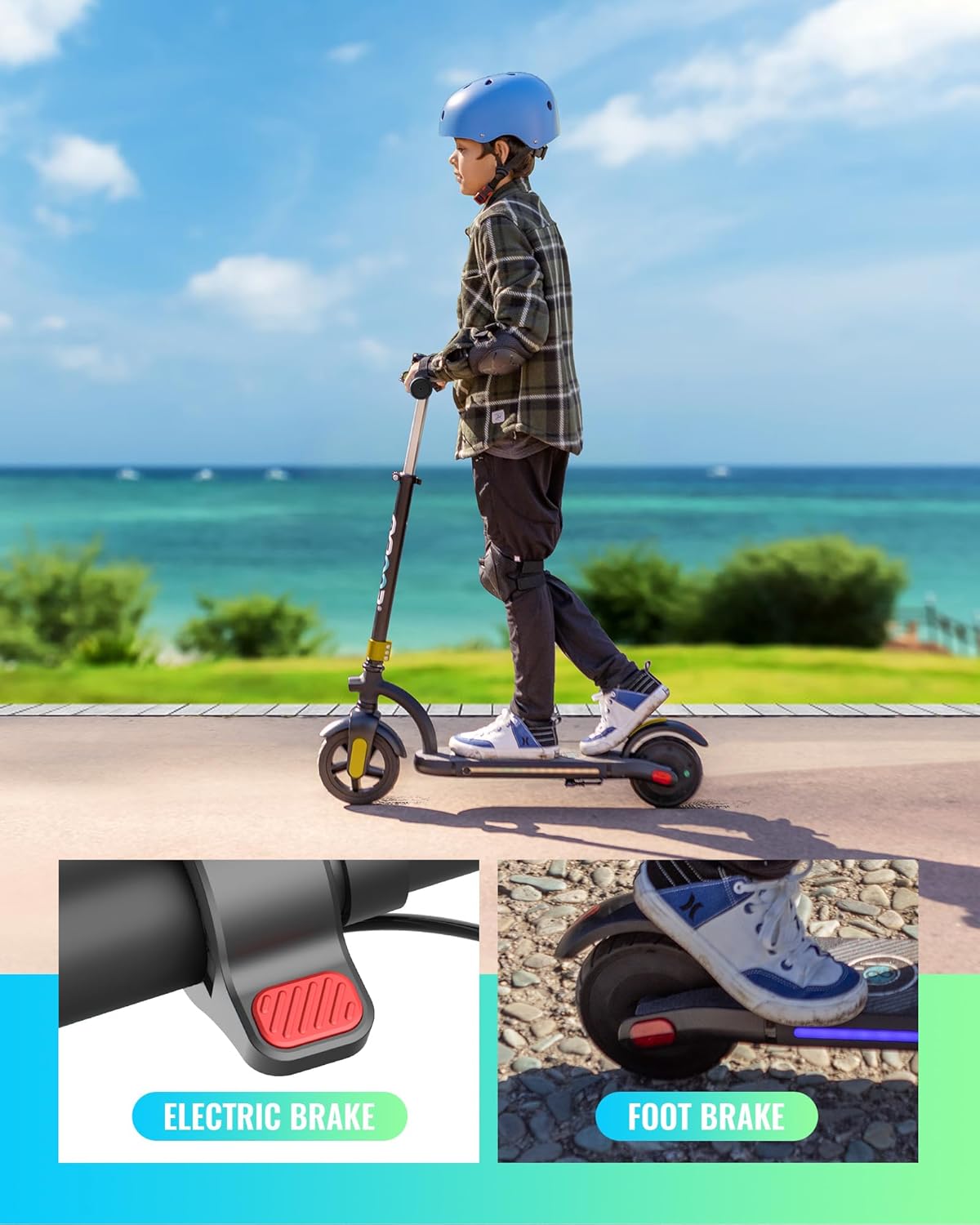 Kids Electric Scooter: 180W Motor, 10 MPH with LED Display, Adjustable Height