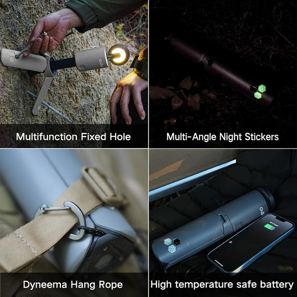 Telescopic Camping Lantern with Collapsible Magnetic Tripod Base & IPX7 Waterproof Design
