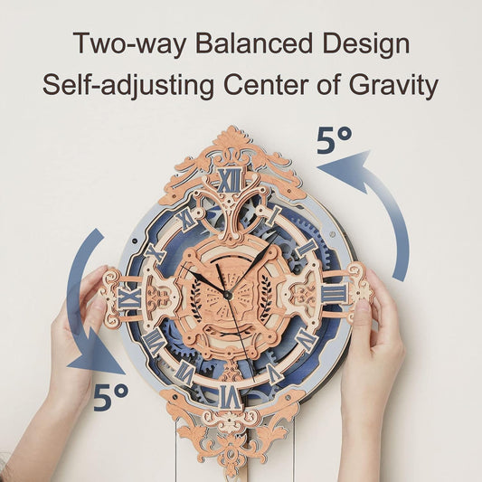 12" Vintage Wooden Pendulum Clock - 3D Puzzle Kits