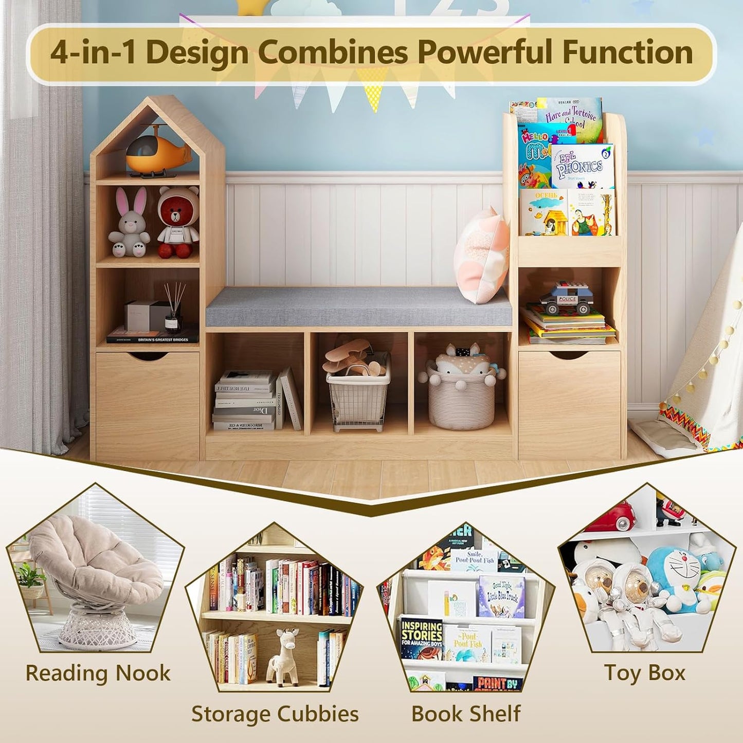 Kids Oak Bookshelf
