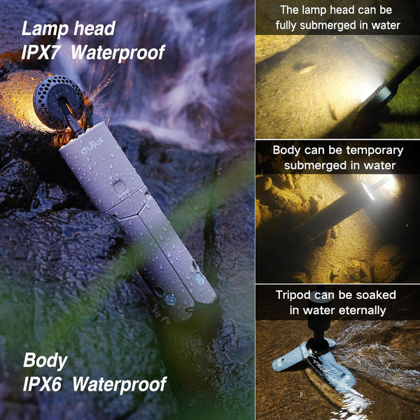 Telescopic Camping Lantern with Collapsible Magnetic Tripod Base & IPX7 Waterproof Design