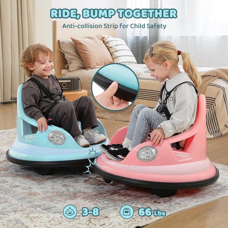 12V Electric Kids Bumper Car – 360° Spin Ride-On with Remote & LED Lights
