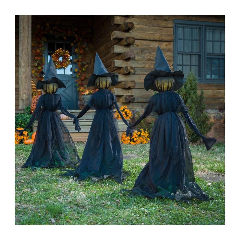 4.9 FT Light Up Witch Stakes (Set of 3) – Halloween Outdoor Decoration