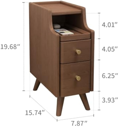 Solid Wood Nightstand with Drawer - Small Bedside Table for Bedroom