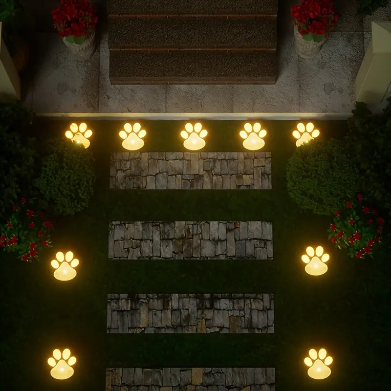 Solar LED Dog Paw Print Path Light