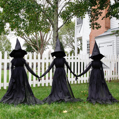 4.9 FT Light Up Witch Stakes (Set of 3) – Halloween Outdoor Decoration