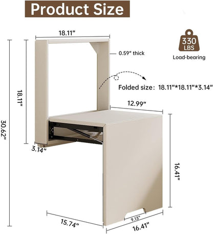 Wall-Mounted Folding Seat - Entryway Shoe Changing Stool