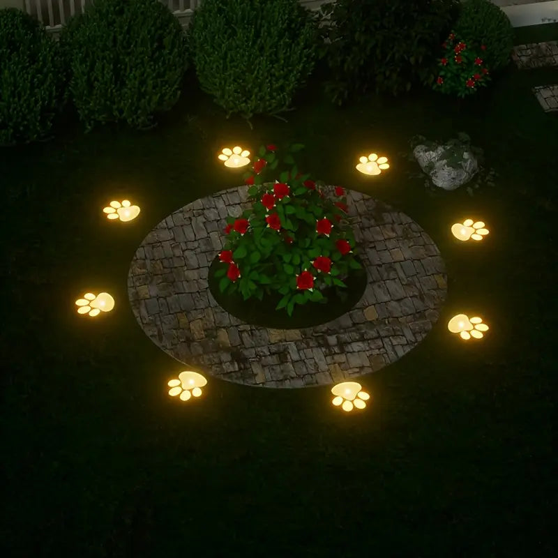 Solar LED Dog Paw Print Path Light