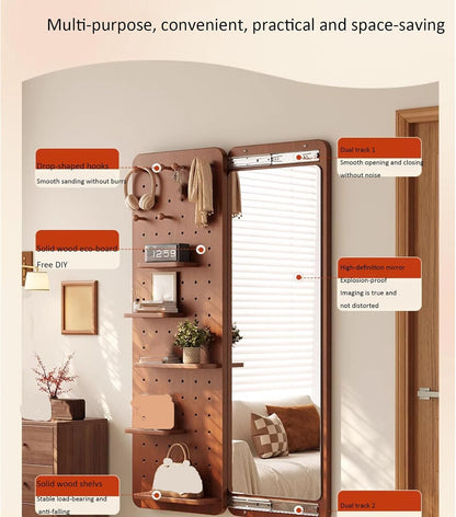 Wall-Mounted Pegboard with Hidden Full-Length Mirror - 🔥 Last Day 49% OFF