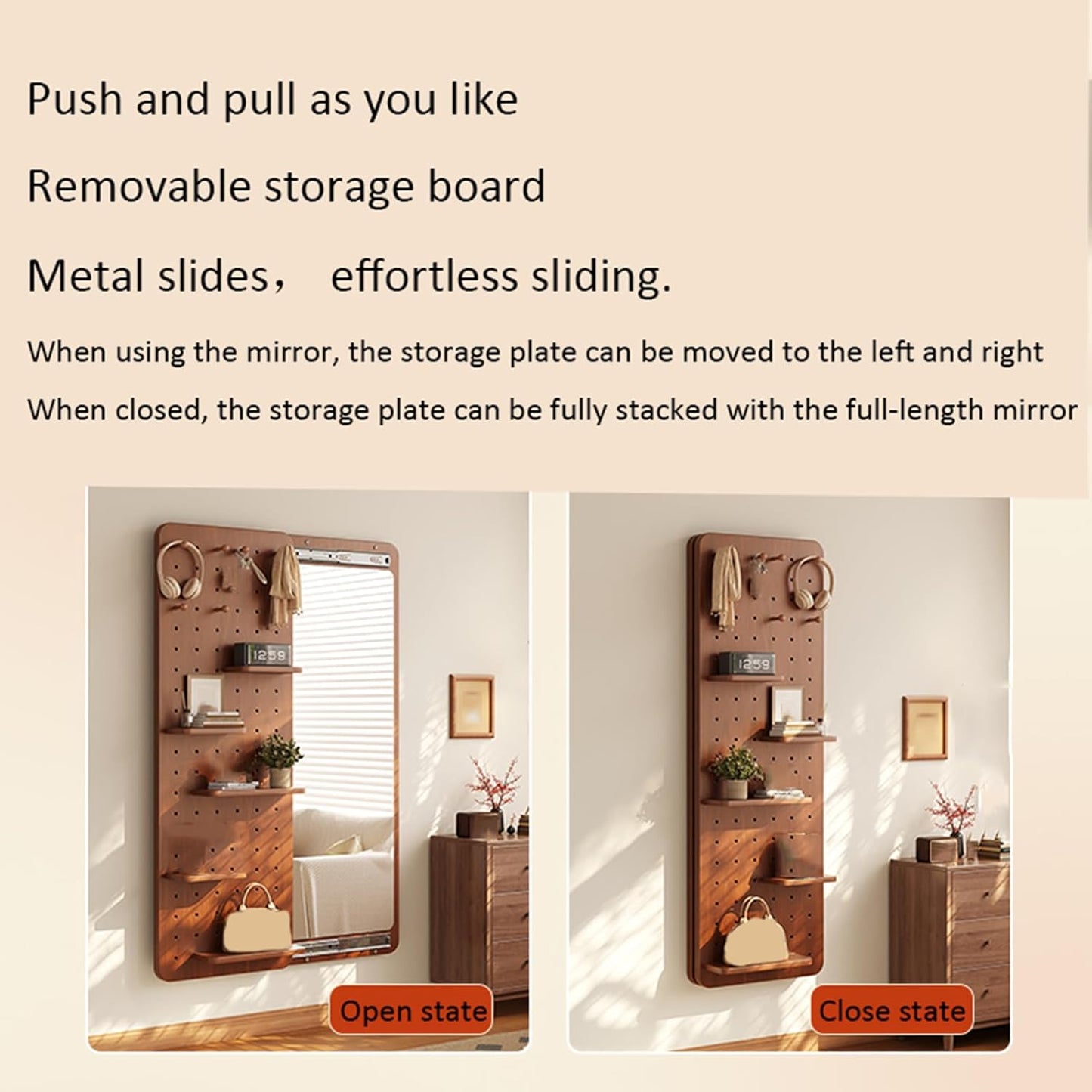 Wall-Mounted Pegboard with Hidden Full-Length Mirror - 🔥 Last Day 49% OFF