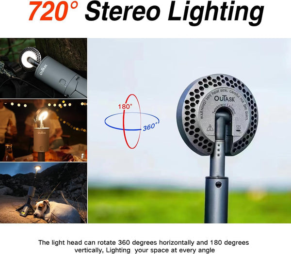 Telescopic Camping Lantern with Collapsible Magnetic Tripod Base & IPX7 Waterproof Design