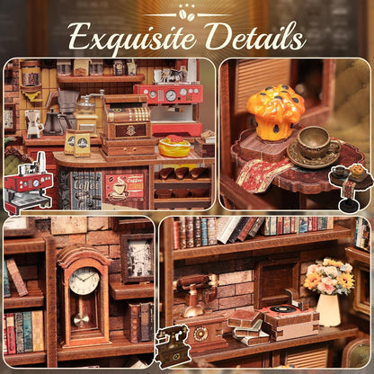 3D Wooden Puzzle Coffee Shop Kit - Bookshelf Decor