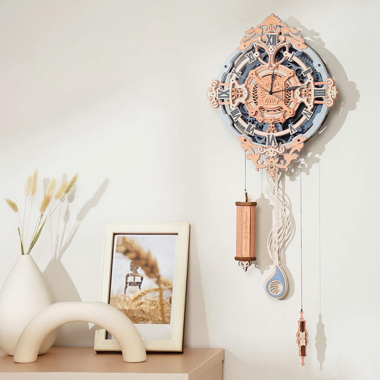 12" Vintage Wooden Pendulum Clock - 3D Puzzle Kits