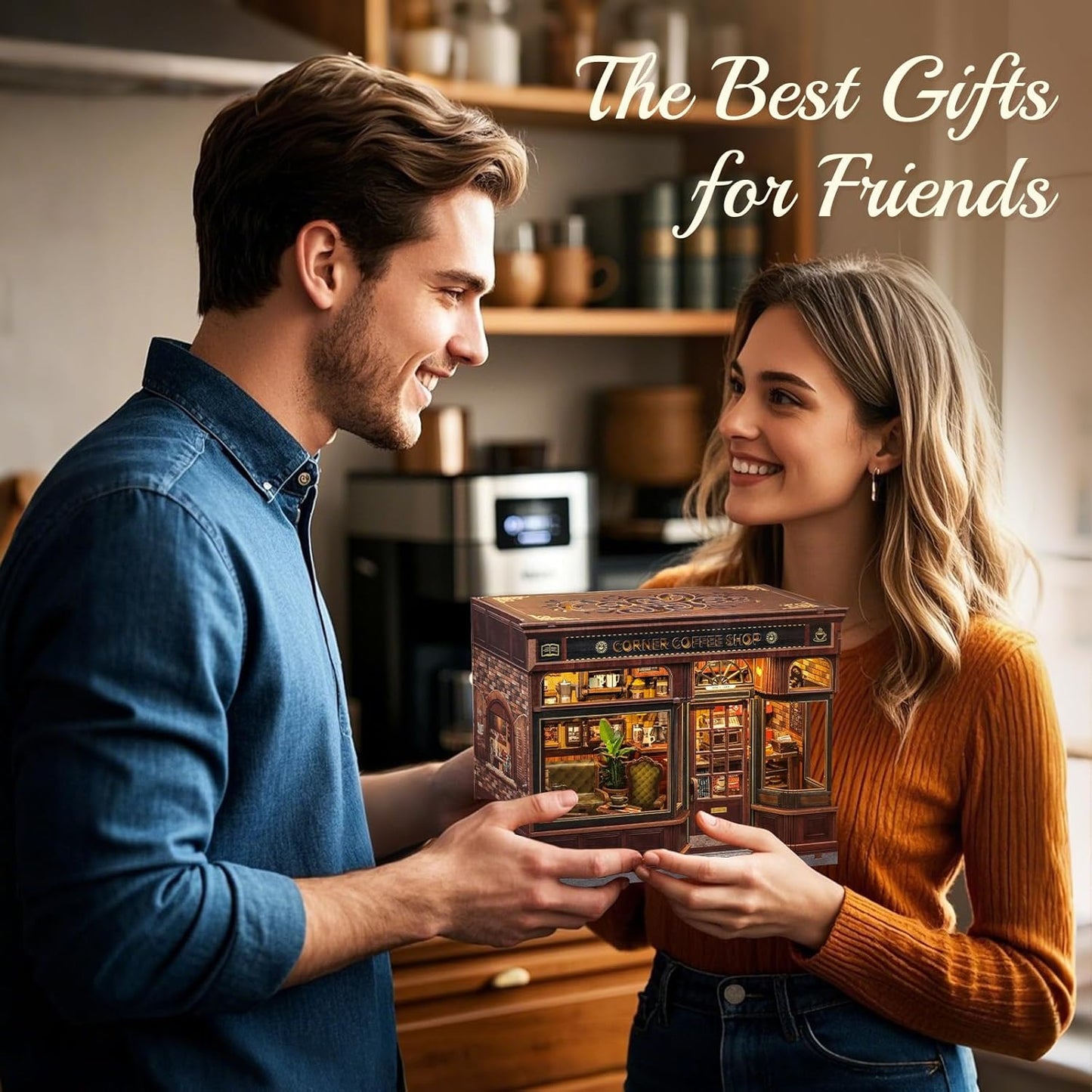 3D Wooden Puzzle Coffee Shop Kit - Bookshelf Decor