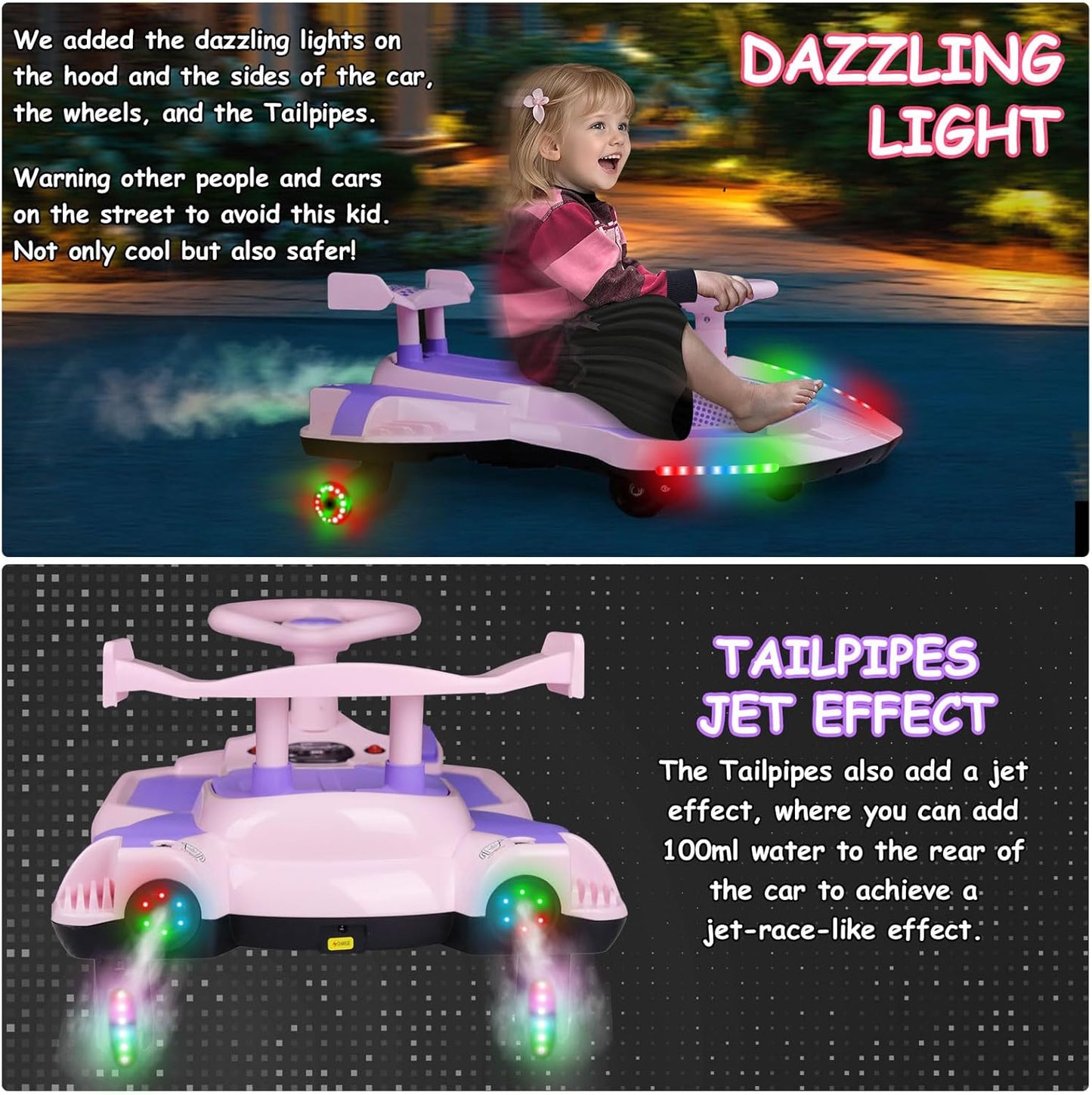 12V Electric Wiggle Car with Jet Effect