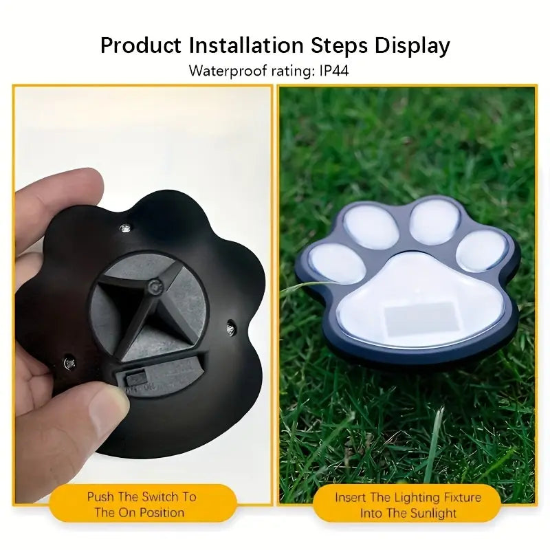 Solar LED Dog Paw Print Path Light
