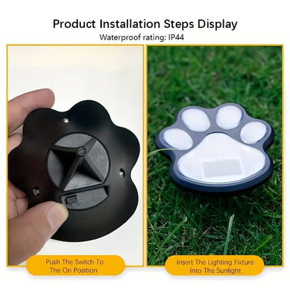 Solar LED Dog Paw Print Path Light