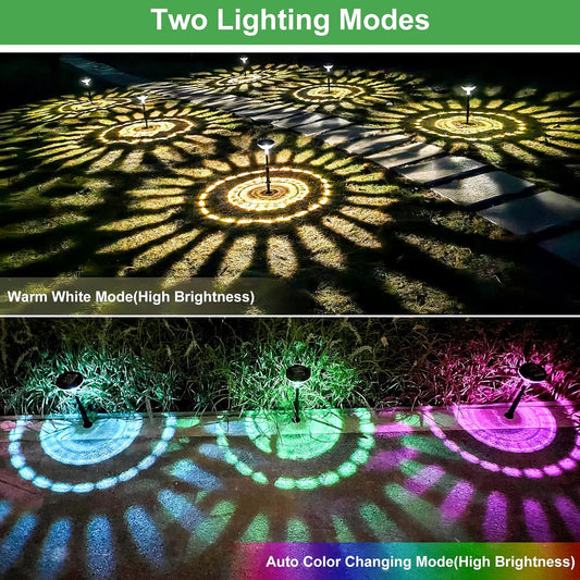 Outdoor Solar Pathway Lights: Multicolor & Warm White LED, IP67 Waterproof