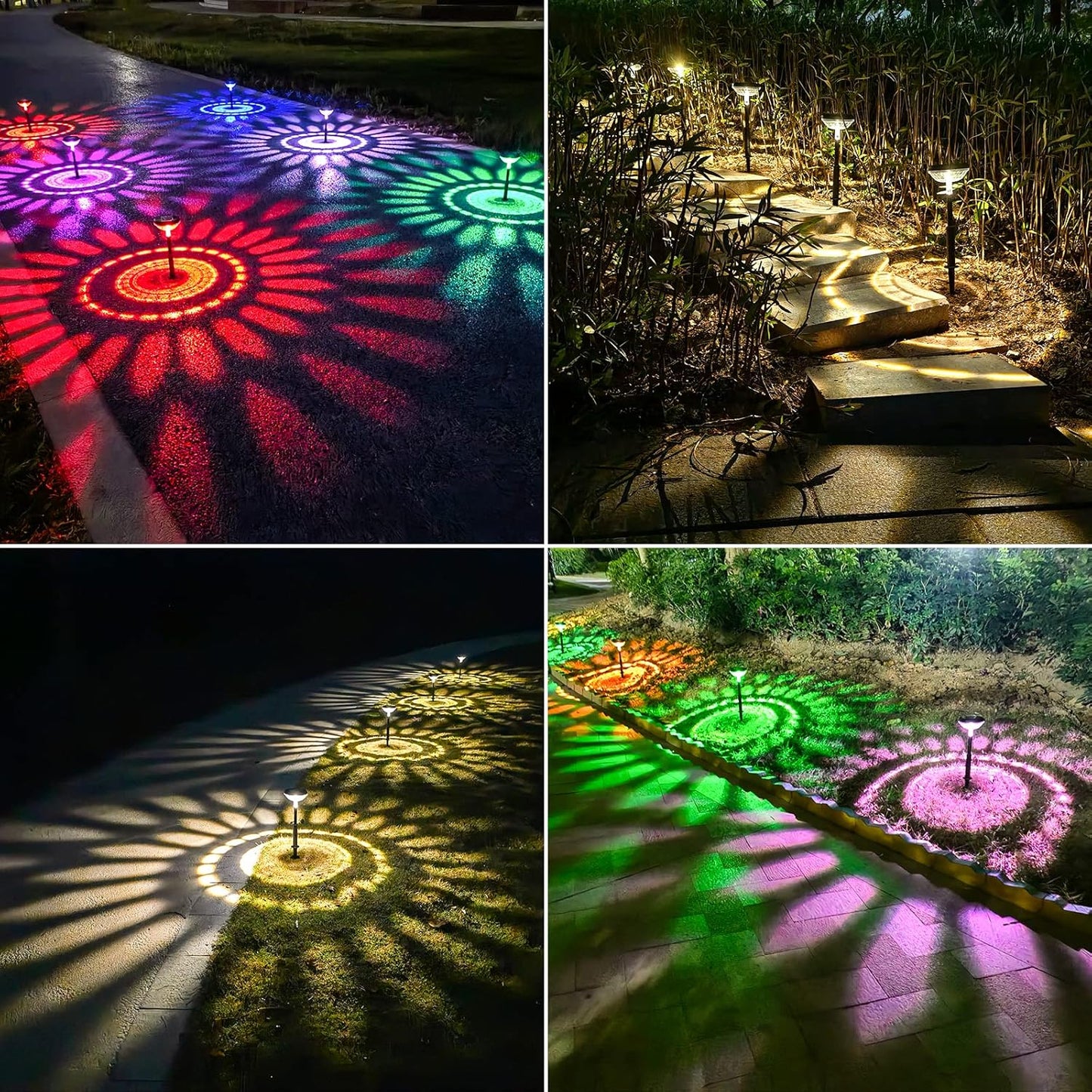 Outdoor Solar Pathway Lights: Multicolor & Warm White LED, IP67 Waterproof