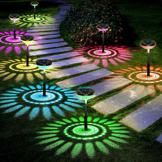 Outdoor Solar Pathway Lights: Multicolor & Warm White LED, IP67 Waterproof