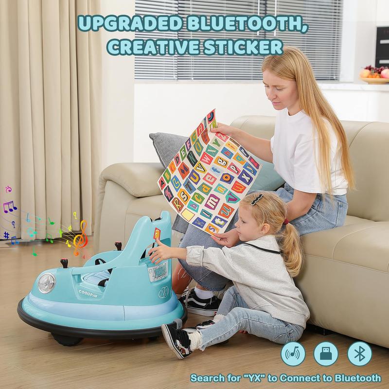 12V Electric Kids Bumper Car – 360° Spin Ride-On with Remote & LED Lights