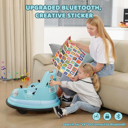 12V Electric Kids Bumper Car – 360° Spin Ride-On with Remote & LED Lights