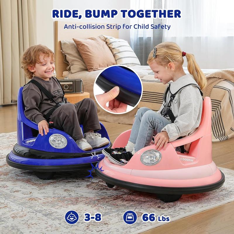 12V Electric Kids Bumper Car – 360° Spin Ride-On with Remote & LED Lights