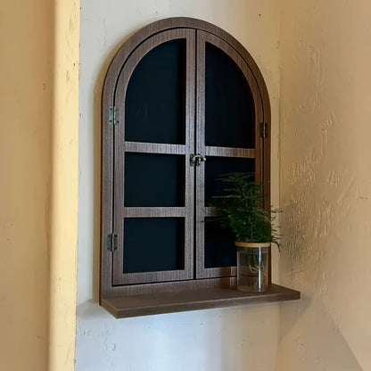 Window-Inspired Solid Wood Wall-Mounted Shelf – Multifunctional Blackboard, Ideal for Home Decor